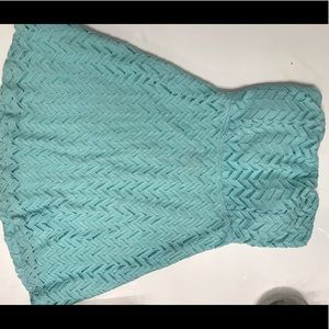 Blue turquoise strapless dress